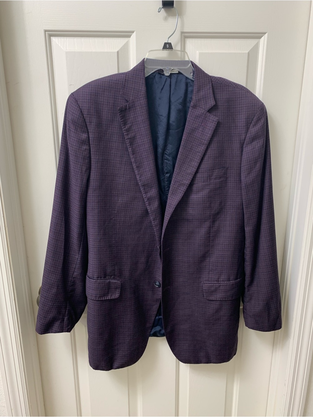 Saks Fifth Avenue Men's Dark Purple Plaid Blazer